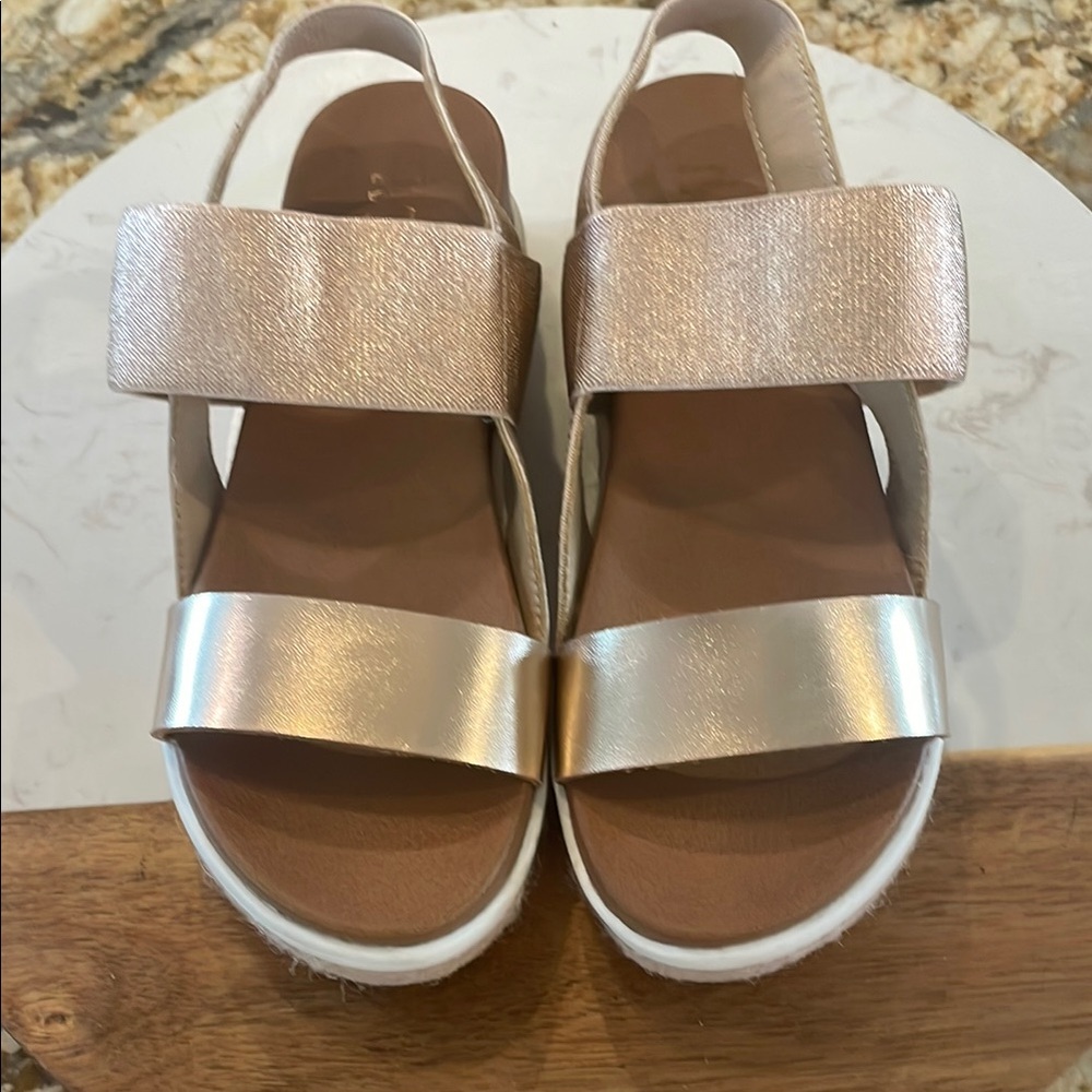 MIA Silver and Tan Sandals with Wide Straps